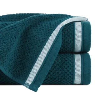 Ręcznik do rąk 30x50 cm bawełniany kolor ciemnoturkusowy w pasy 500 g/m2 MADLEN