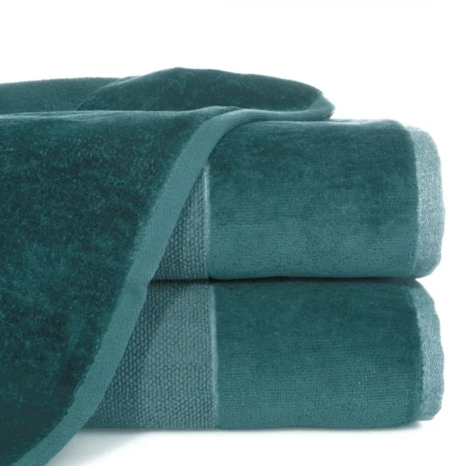 Ręcznik do rąk 30x50 cm bawełniany kolor ciemnoturkusowy z bordiurą z weluru 500 g/m2 LUCY