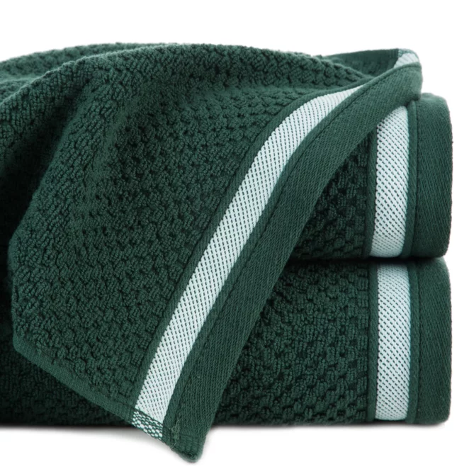 Ręcznik do rąk 30x50 cm bawełniany kolor ciemnozielony w pasy 500 g/m2 MADLEN