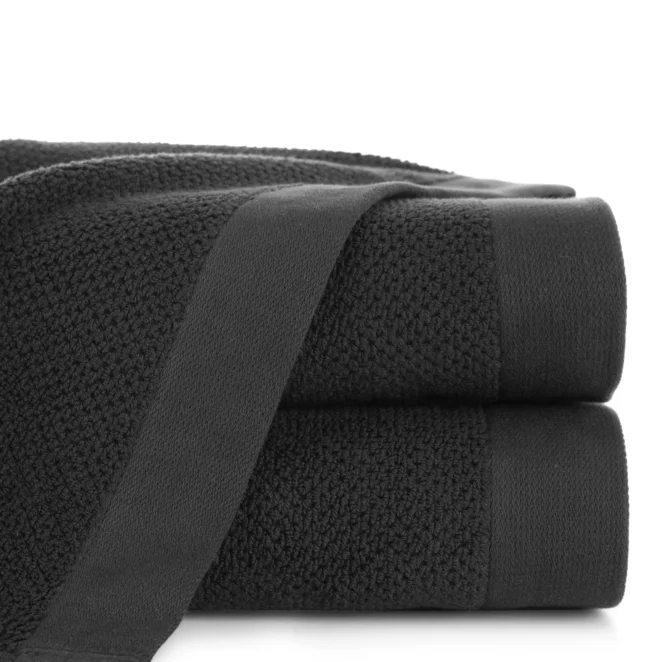 Ręcznik do rąk 30x50 cm bawełniany kolor czarny o ryżowej strukturze 550 g/m2 RISO