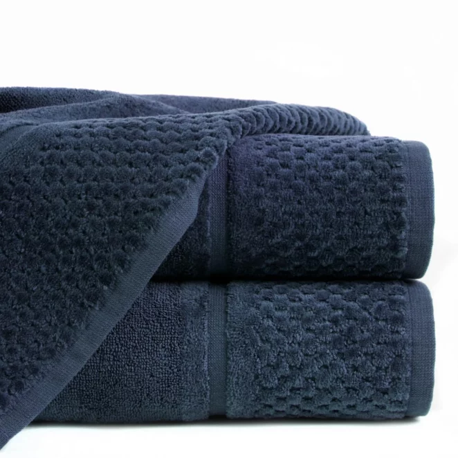 Ręcznik do rąk 30x50 cm bawełniany kolor granatowy z efektowną bordiurą 550 g/m2 IBIZA