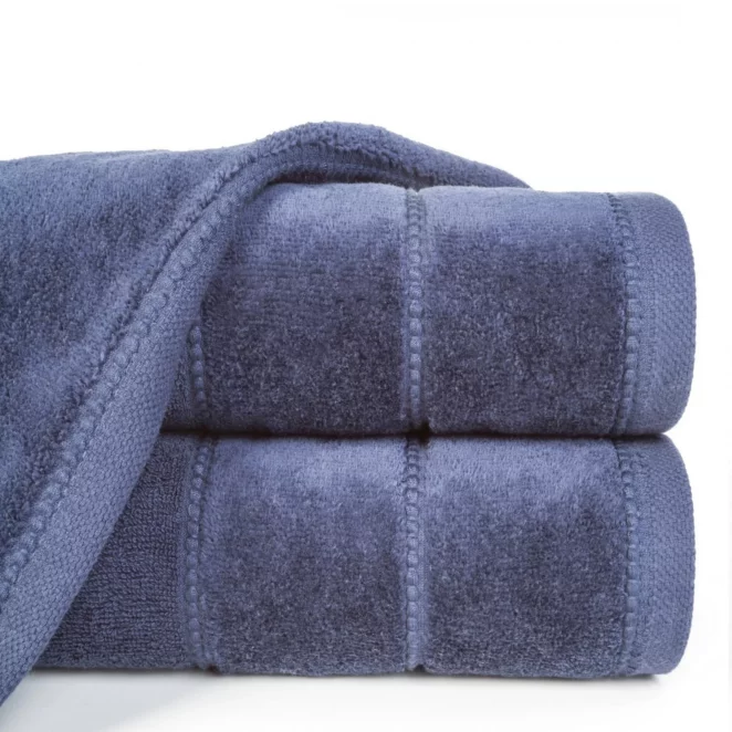 Ręcznik do rąk 30x50 cm bawełniany kolor granatowy z welwetową ozdobną bordiurą 500 g/m2 MARI