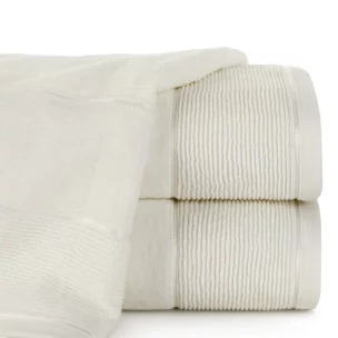Ręcznik do rąk 30x50 cm bawełniany kolor kremowy z welurową bordiurą 500 g/m2 EMMA