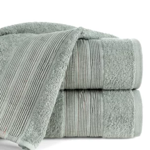 Ręcznik do rąk 30x50 cm bawełniany kolor miętowy w poziome paseczki 500 g/m2 VERANO