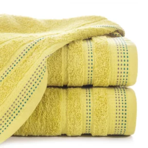 Ręcznik do rąk 30x50 cm bawełniany kolor musztardowy z ozdobnym stębnowaniem 500 g/m2 POLA