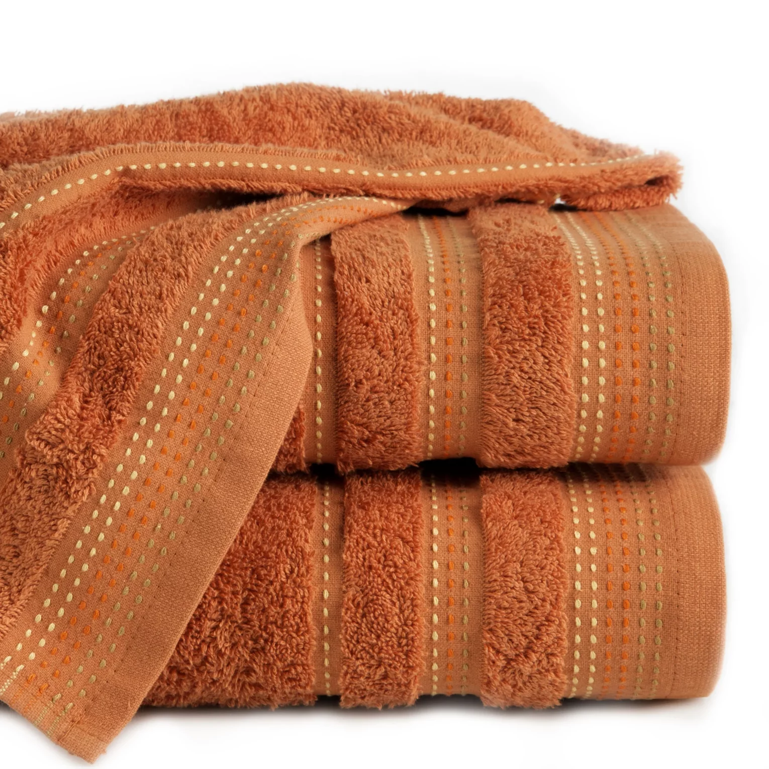 Ręcznik do rąk 30x50 cm bawełniany kolor pomarańczowy z ozdobnym stebnowaniem 500 g/m2 POLA
