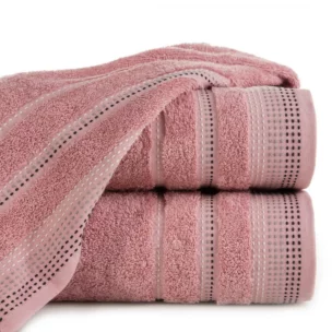 Ręcznik do rąk 30x50 cm bawełniany kolor pudrowy róż z ozdobnym stębnowaniem 500 g/m2 POLA