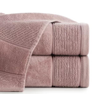 Ręcznik do rąk 30x50 cm bawełniany kolor pudrowy róż z welurową bordiurą 500 g/m2 EMMA