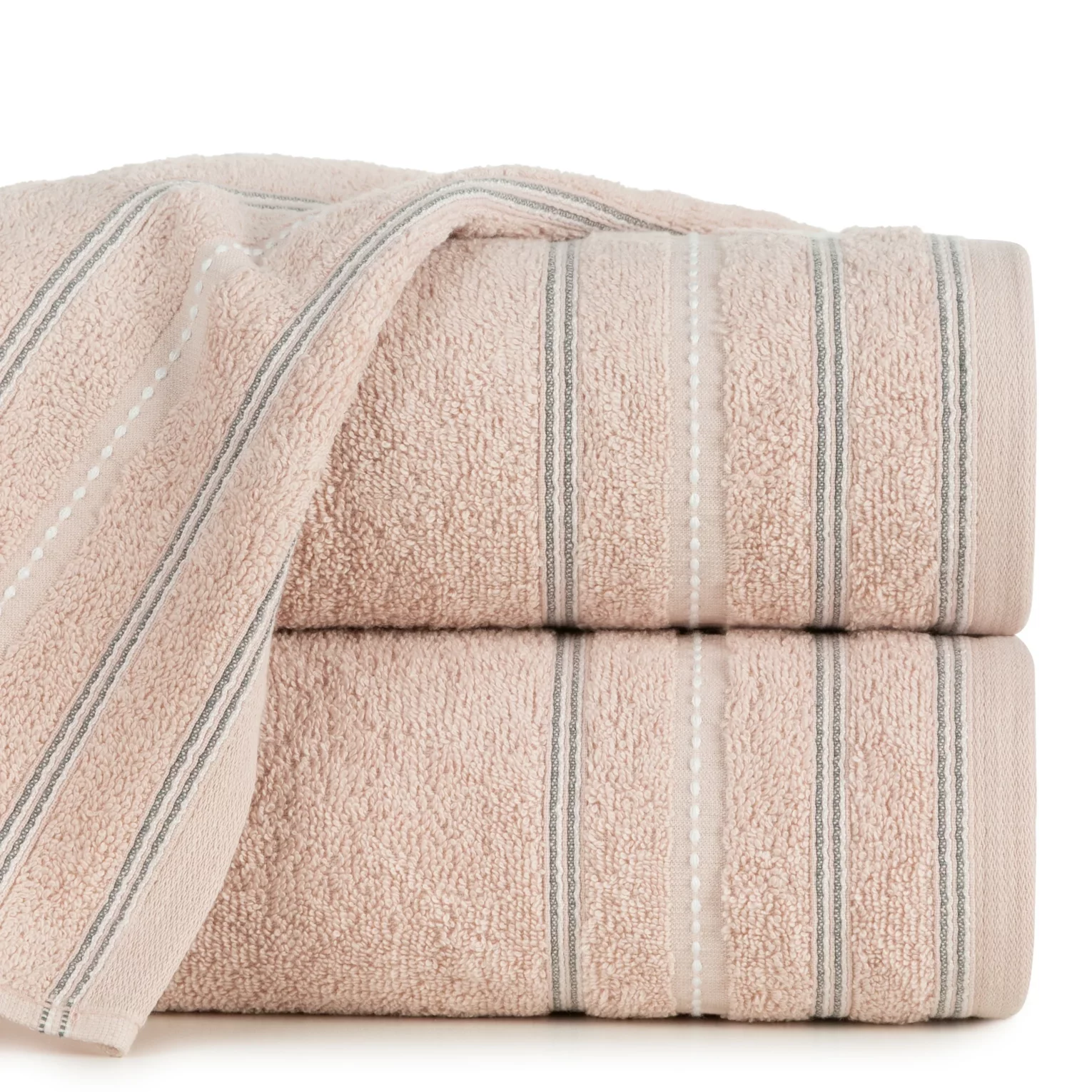 Ręcznik do rąk 30x50 cm bawełniany kolor pudrowy w pasy 500 g/m2 VENTO