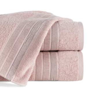 Ręcznik do rąk 30x50 cm bawełniany kolor pudrowy w poziome paseczki 500 g/m2 VERANO