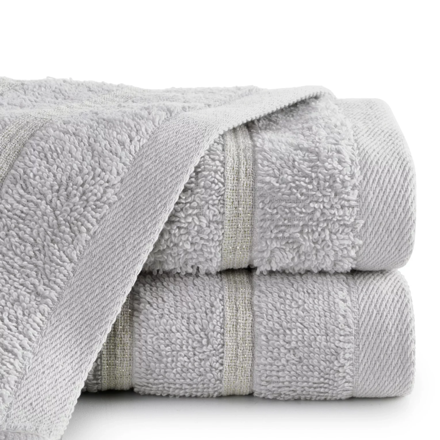 Ręcznik do rąk 30x50 cm bawełniany kolor srebrny w błyszczące paseczki AMIRA
