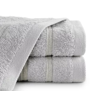 Ręcznik do rąk 30x50 cm bawełniany kolor srebrny w błyszczące paseczki AMIRA