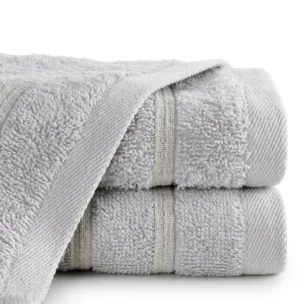 Ręcznik do rąk 30x50 cm bawełniany kolor srebrny w błyszczące paseczki AMIRA