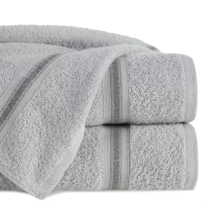 Ręcznik do rąk 30x50 cm bawełniany kolor srebrny w kontrastujące pasy 500 g/m2 TRIS