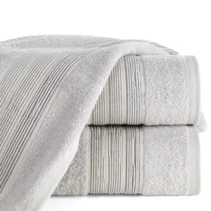 Ręcznik do rąk 30x50 cm bawełniany kolor srebrny w poziome paseczki 500 g/m2 VERANO