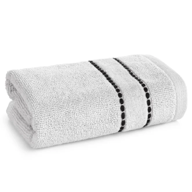 Ręcznik do rąk 30x50 cm bawełniany, kolor srebrny, ze stebnowaną bordiurą 500 g/m² NELLY