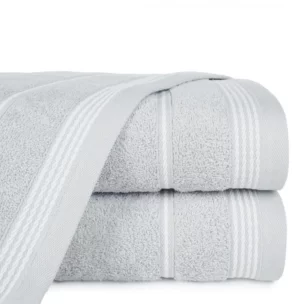 Ręcznik do rąk 30x50 cm bawełniany kolor srebrny ze stębnowaną bordiurą 500 g/m2 MIRA