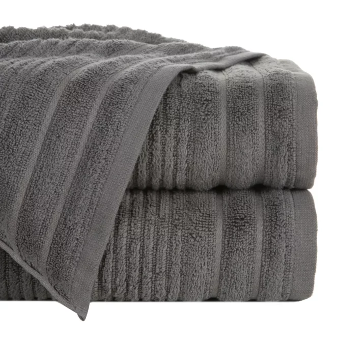 Ręcznik do rąk 30x50 cm bawełniany kolor stalowy w prążki 400 g/m2 SAMMY