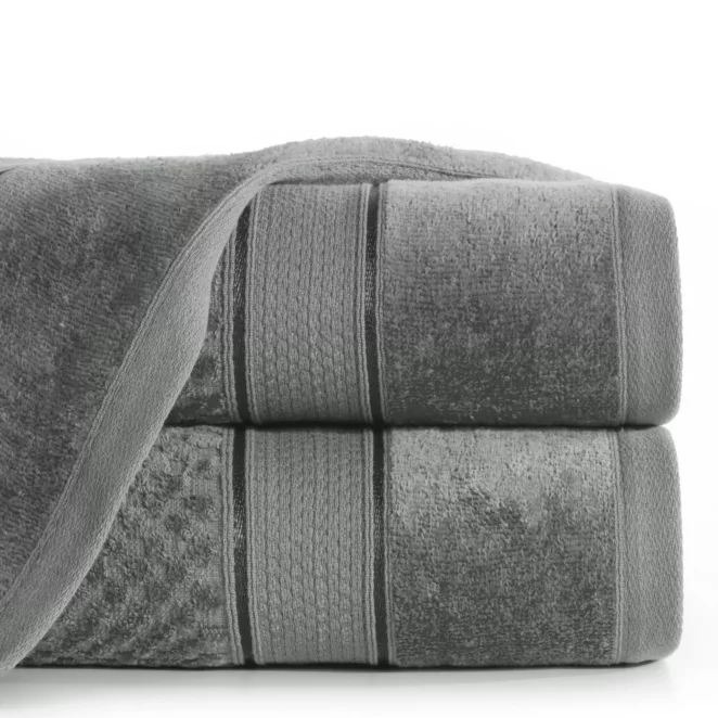 Ręcznik do rąk 30x50 cm bawełniany kolor stalowy z welwetową bordiurą 500 g/m2 JESSI