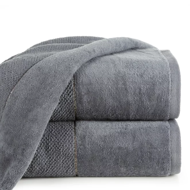 Ręcznik do rąk 30x50 cm bawełniany kolor stalowy z welwetową bordiurą 550 g/m2 ARIA