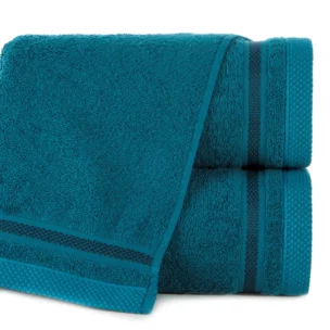 Ręcznik do rąk 30x50 cm bawełniany kolor turkusowy z bordiurą w paski 500 g/m2 ABBIE