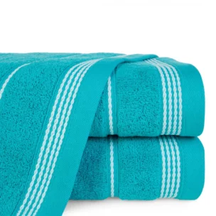 Ręcznik do rąk 30x50 cm bawełniany kolor turkusowy ze stębnowaną bordiurą 500 g/m2 MIRA