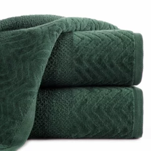 Ręcznik do rąk 30x50 cm bawełniany kolor zielony o ryżowej strukturze z welwetową bordiurą 500 g/m2 LOREN
