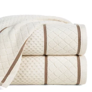 Ręcznik do rąk 30x50 cm bawełniany zero twist kremowy o ryżowej strukturze 550 g/m2 FAVORI
