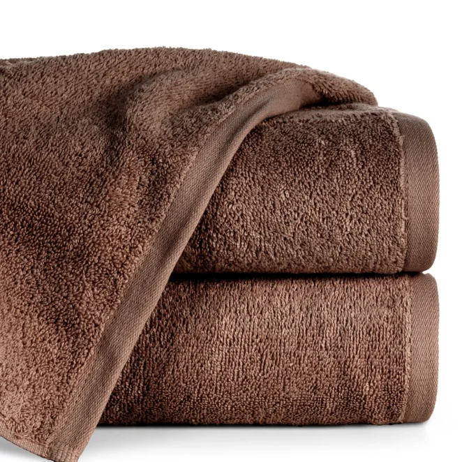 Ręcznik do rąk 30x50 cm brązowy bawełniany gładki z wąską bordiurą 500 g/m2 BASIC