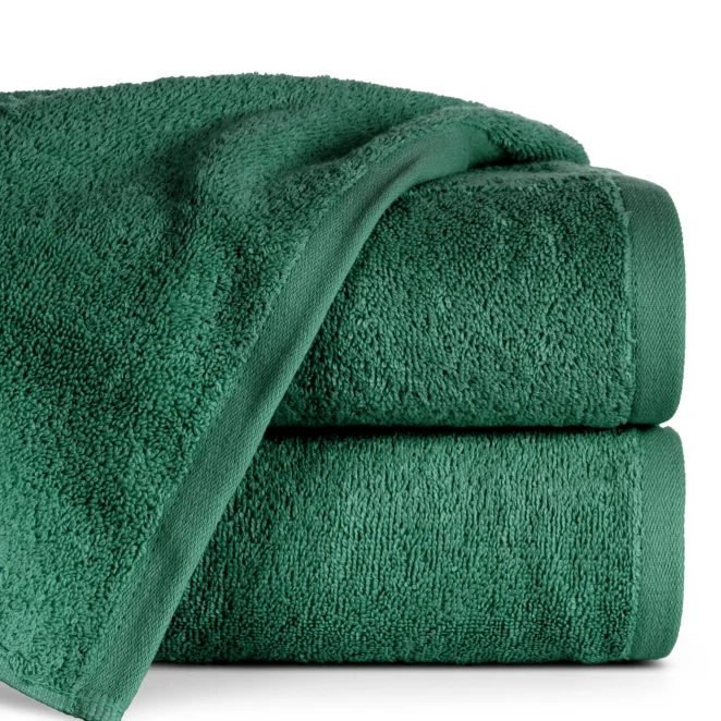 Ręcznik do rąk 30x50 cm butelkowozielony bawełniany gładki z wąską bordiurą 500 g/m2 BASIC