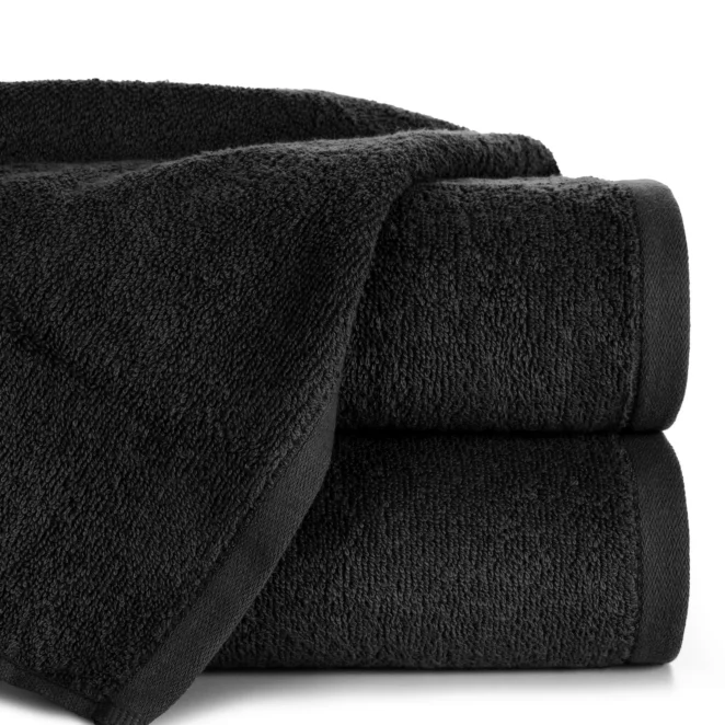 Ręcznik do rąk 30x50 cm czarny bawełniany gładki z wąską bordiurą 500 g/m2 BASIC