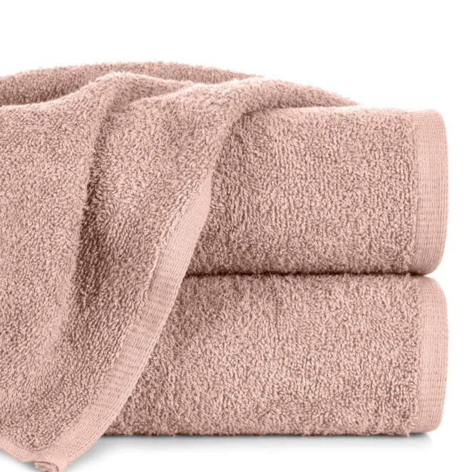Ręcznik do rąk 30x50 cm pudrowy bawełniany gładki z wąską bordiurą 400 g/m2 BASIC