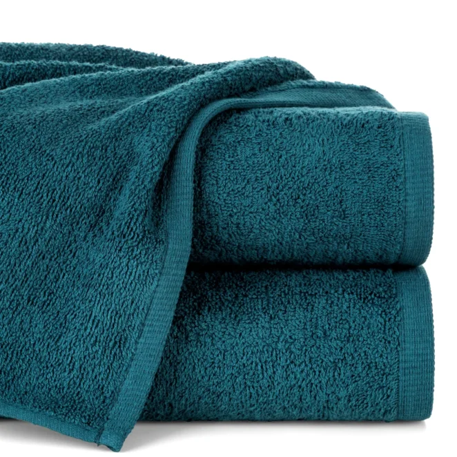 Ręcznik do rąk 30x50 cm turkusowy bawełniany gładki z wąską bordiurą 400 g/m2 BASIC