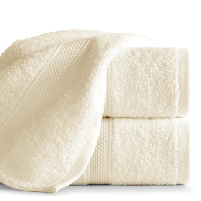 Ręcznik do rąk 30x50 cm z bawełny egipskiej kolor kremowy z ozdobną bordiura 600 g/m2 MINDY - Eurofirany Premium