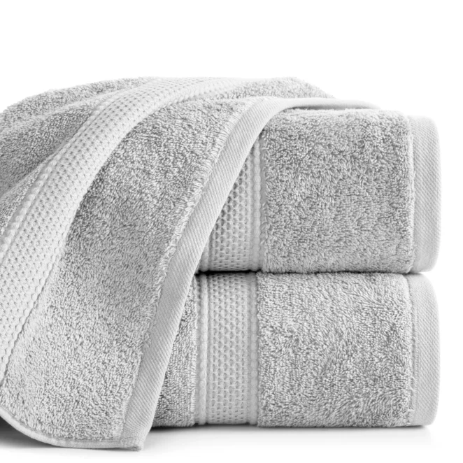 Ręcznik do rąk 30x50 cm z bawełny egipskiej kolor srebrny z ozdobną bordiura 600 g/m2 MINDY - Eurofirany Premium