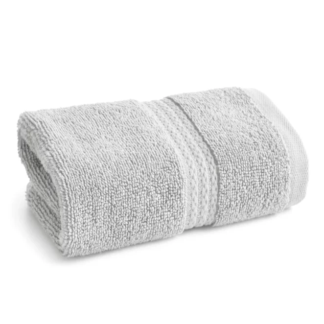 Ręcznik do rąk 30x50 cm z bawełny egipskiej kolor srebrny z ozdobną bordiurą 610 g/m2 EGIPT