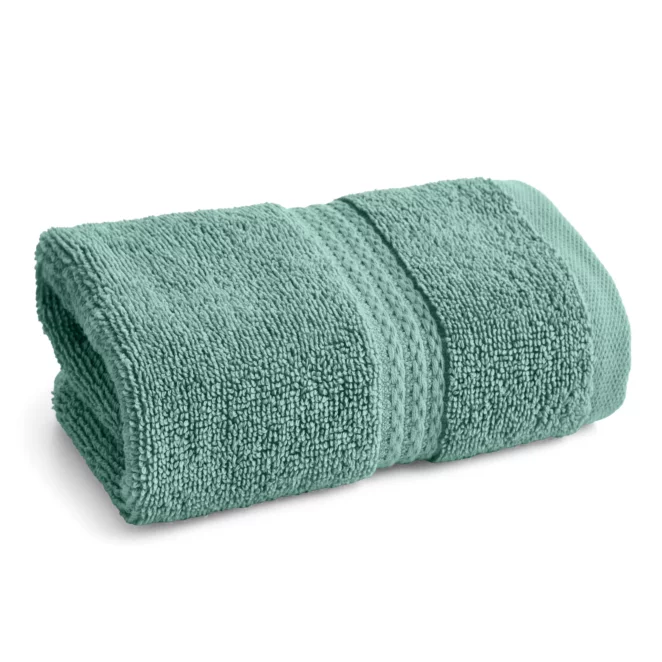 Ręcznik do rąk 30x50 cm z bawełny egipskiej kolor szałwiowy z ozdobną bordiurą 610 g/m2 EGIPT
