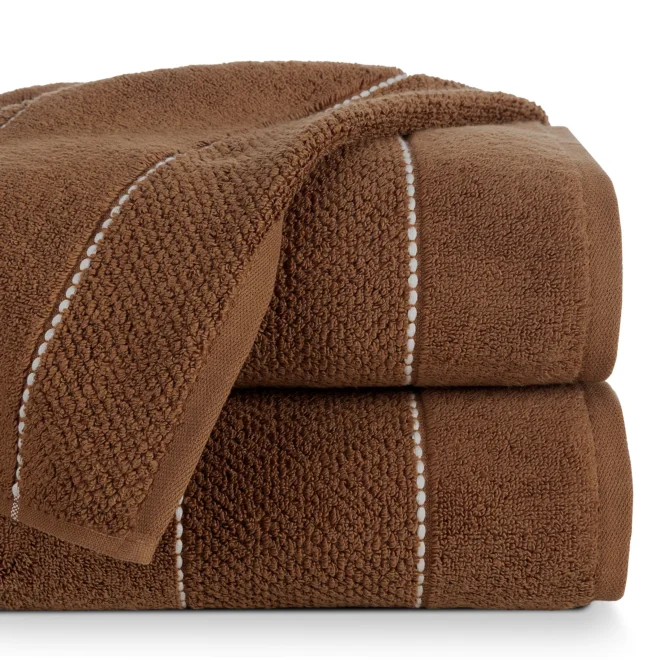 Ręcznik do rąk 30x50 cm z mikrobawełny beżowo-brązowy w kontrastujące paseczki 500 g/m2 kolekcja JUBILE -  VANESSA