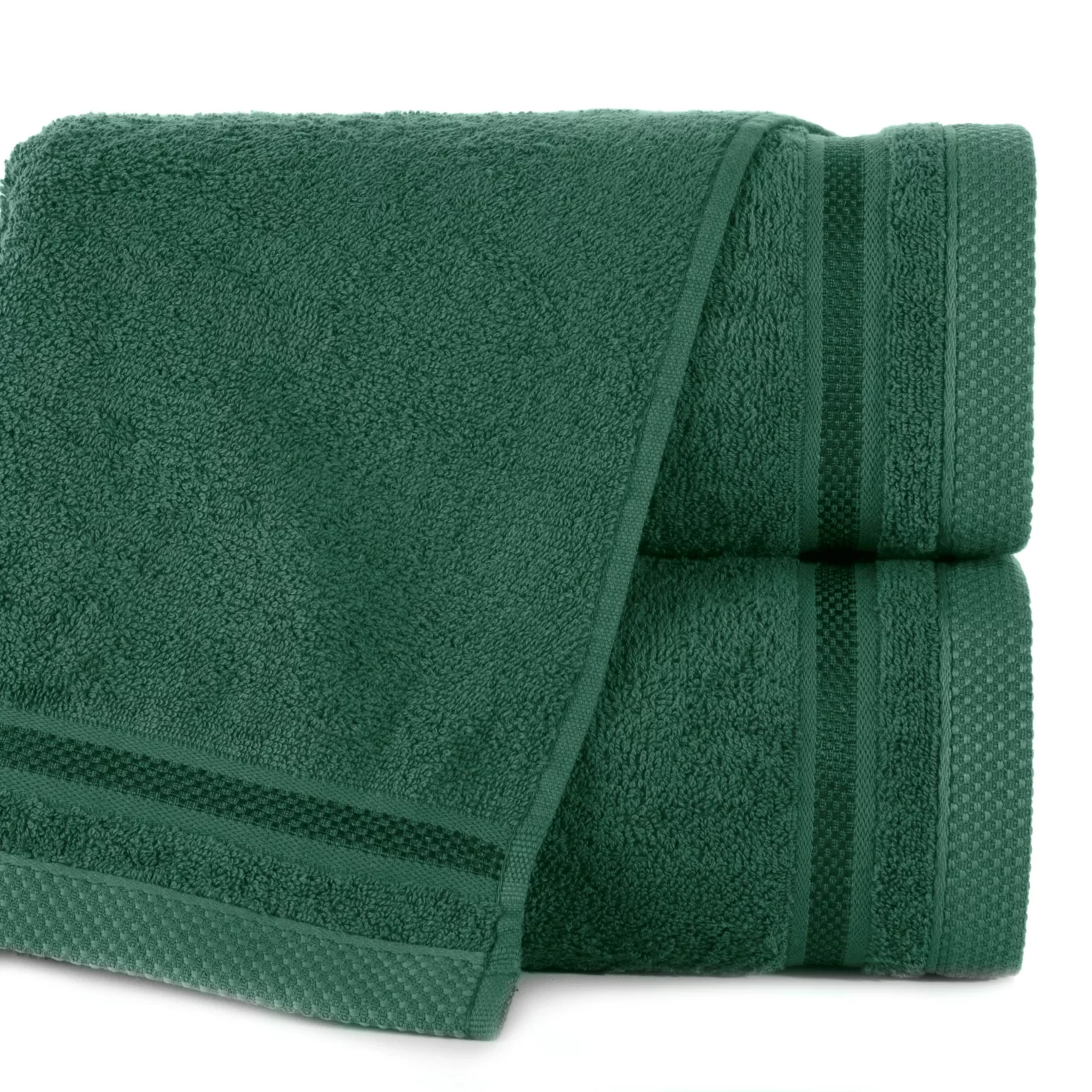 Ręcznik do rąk 40x60 cm bawełniany kolor ciemnozielony z bordiurą w pasy 500 g/m2 ABBIE