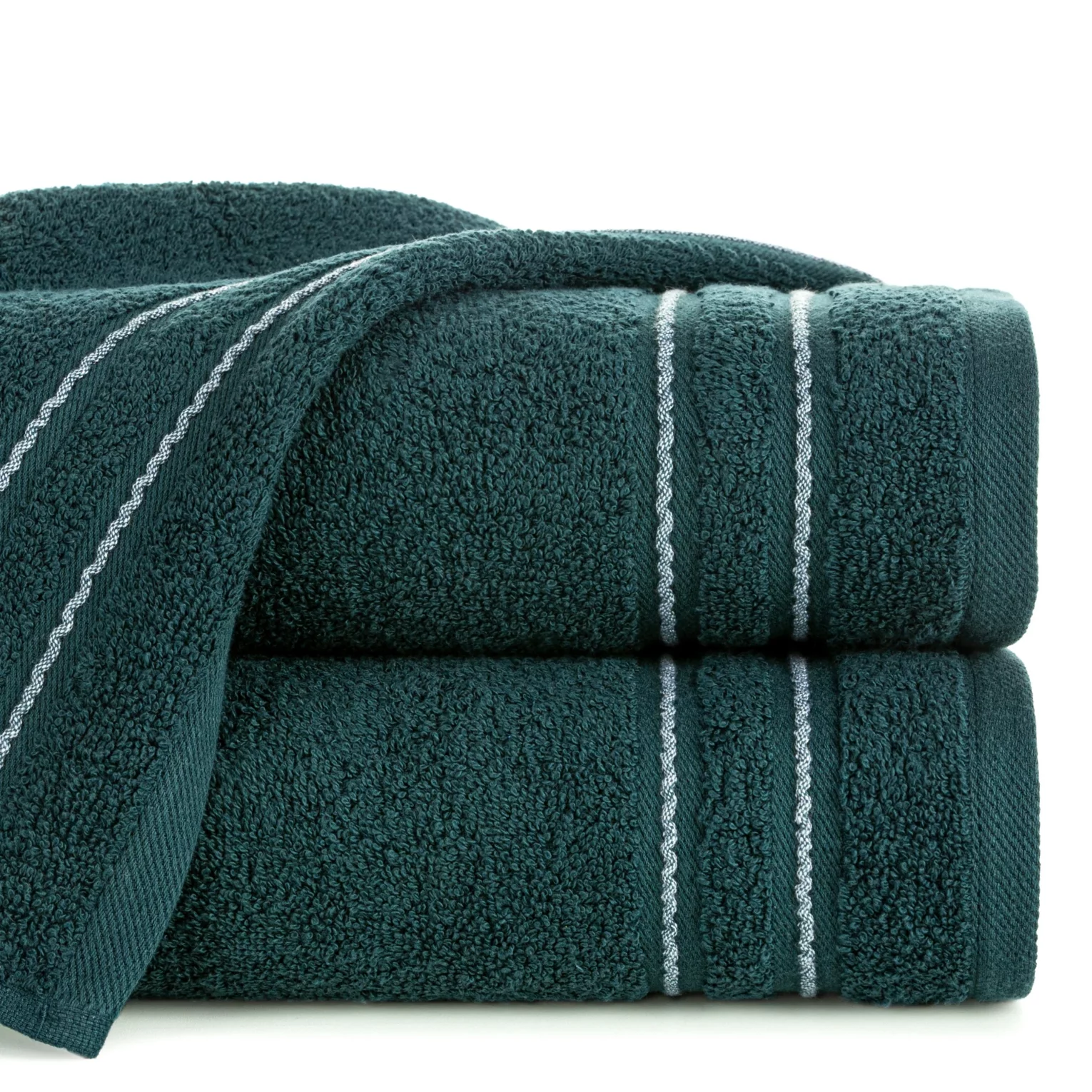Ręcznik do rąk 30x50 cm bawełniany kolor turkusowy zdobiony paseczkami 500 g/m2 EMINA