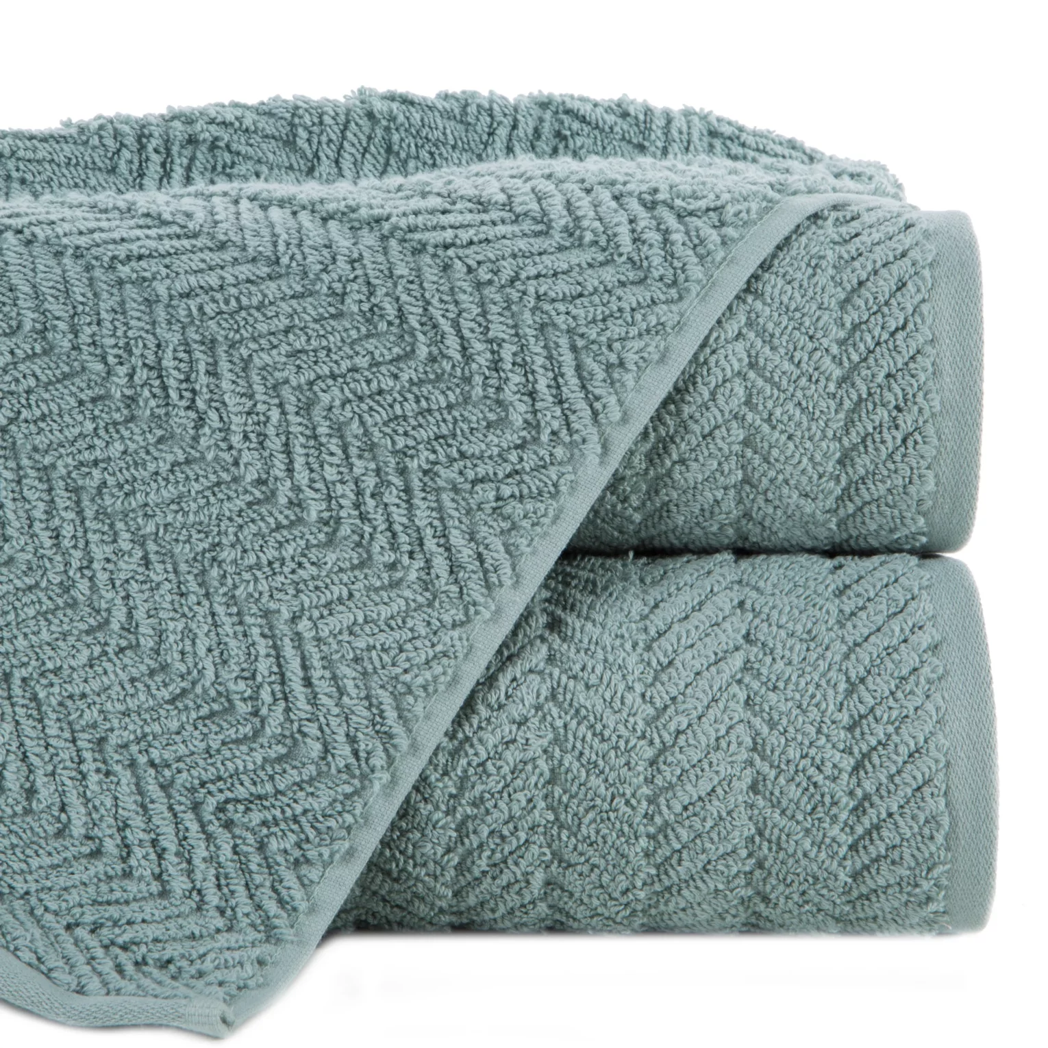 Ręcznik do rąk 30x50 cm bawełniany kolor miętowy zdobiony wzorem jodełki 550 g/m2 ETNO