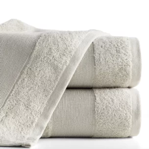 Ręcznik kąpielowy 50x90 cm bawełniany kolor beżowy z ozdobną błyszczącą bordiurą 500 g/m2 ZOJA