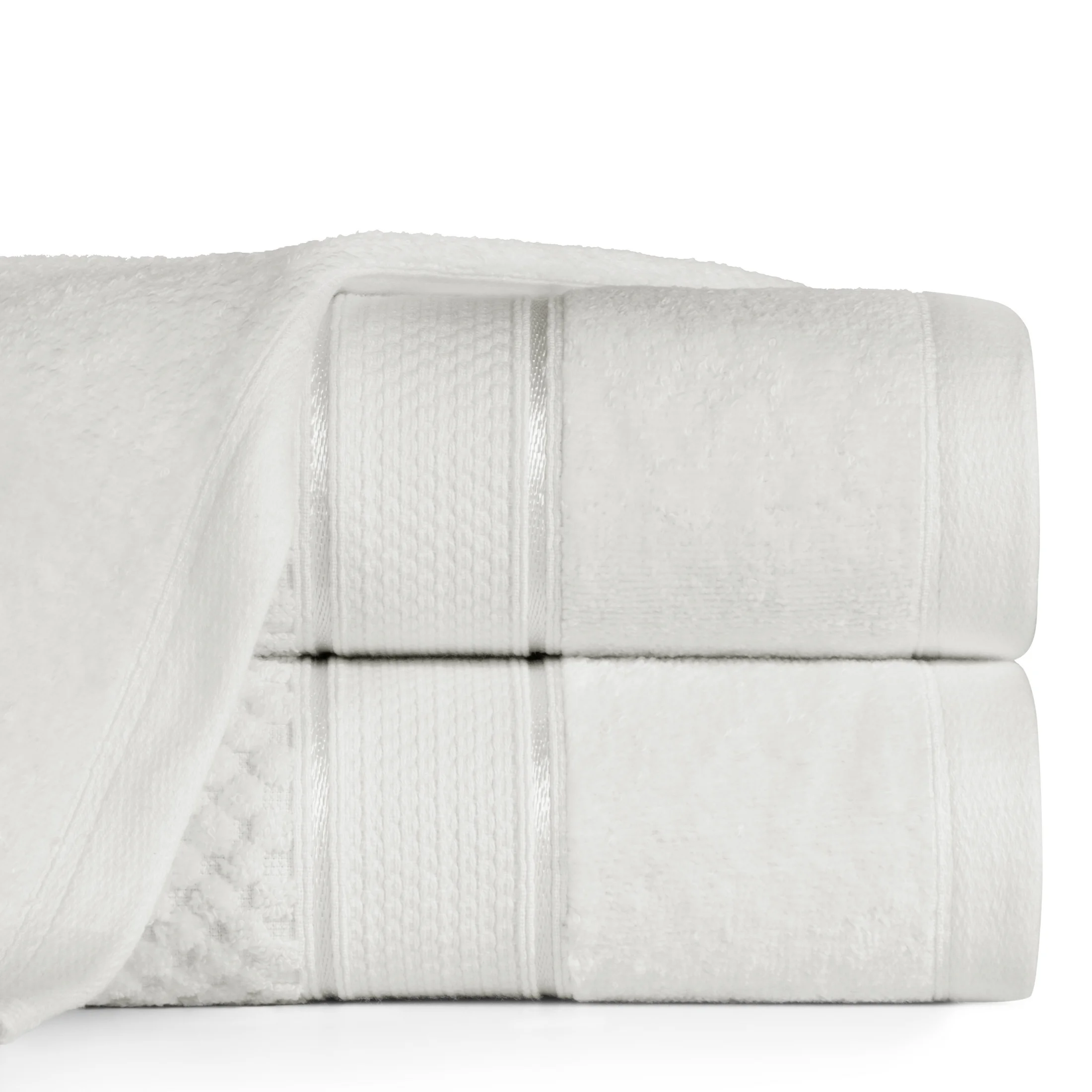 Ręcznik kąpielowy 50x90 cm bawełniany kolor biały z welwetową bordiurą 500 g/m2 JESSI