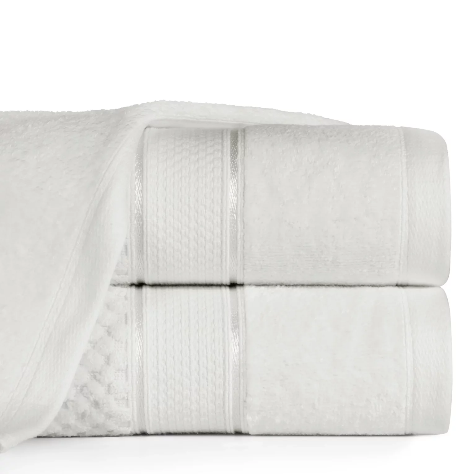 Ręcznik kąpielowy 50x90 cm bawełniany kolor biały z welwetową bordiurą 500 g/m2 JESSI