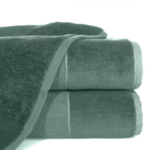 Ręcznik kąpielowy 50x90 cm bawełniany kolor ciemnomiętowy z bordiurą z weluru 500 g/m2 LUCY