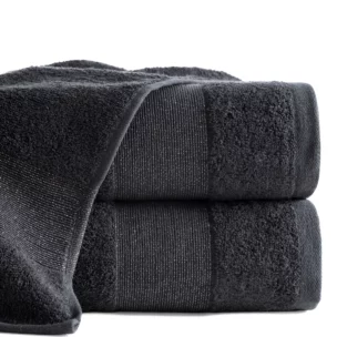 Ręcznik kąpielowy 50x90 cm bawełniany kolor czarny z ozdobną błyszczącą bordiurą 500 g/m2 ZOJA