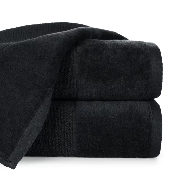 Ręcznik  kąpielowy 50x90 cm bawełniany kolor czarny zdobiony welwetową bordiurą  500 g/m2 FERO