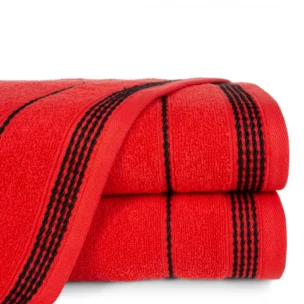 Ręcznik kąpielowy 50x90 cm bawełniany kolor czerwony ze stębnowaną bordiurą 500 g/m2 MIRA