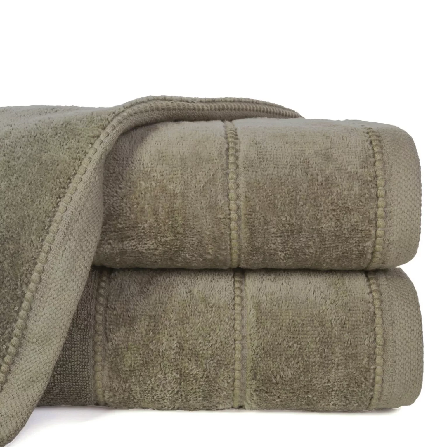 Ręcznik kąpielowy 50x90 cm bawełniany kolor jasnobrązowy z welwetową bordiurą 500 g/m2 JESSI