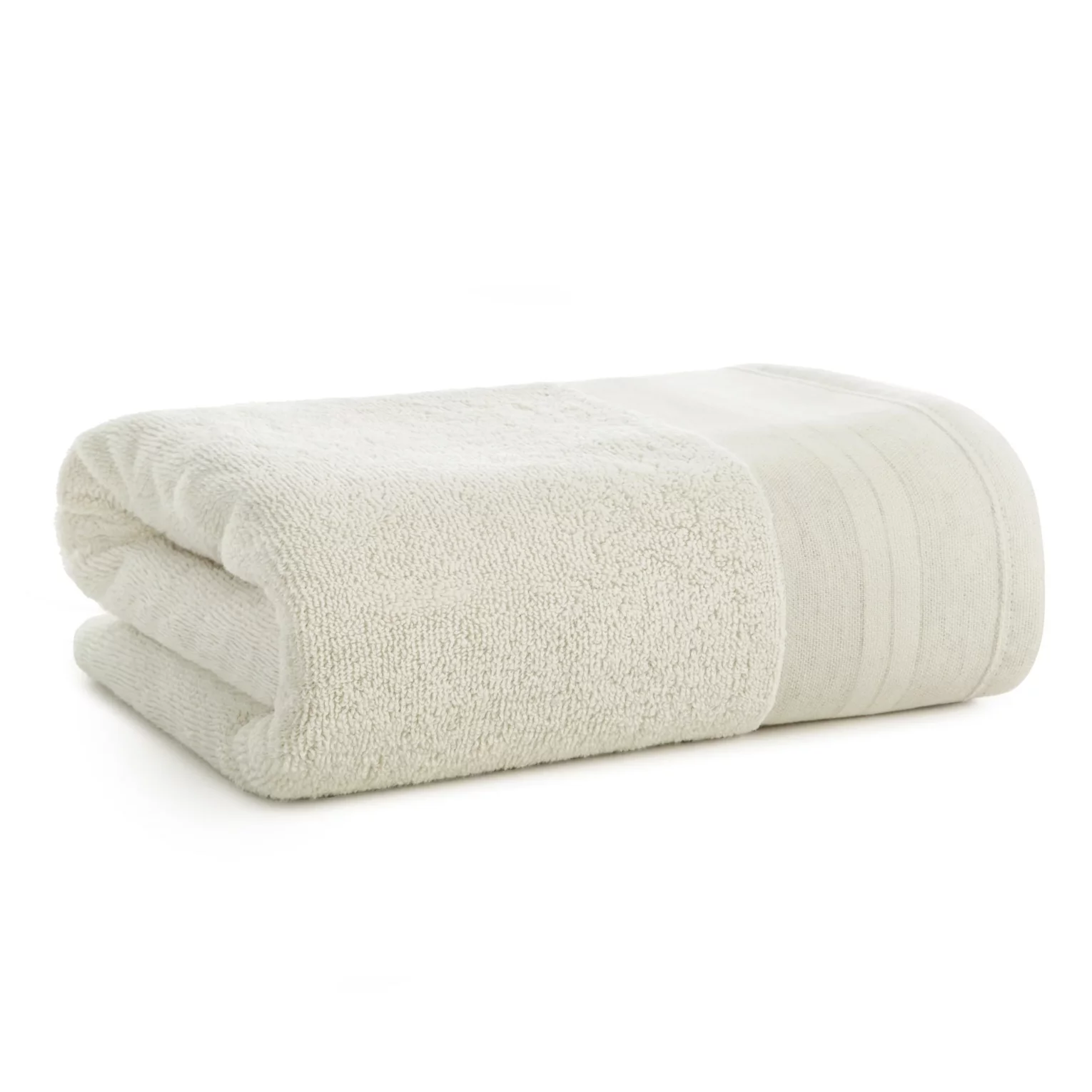 Ręcznik kąpielowy 50x90 cm bawełniany kolor kremowy z subtelną lnianą bordiurą LINEN - kolekcja SEA SAMMER